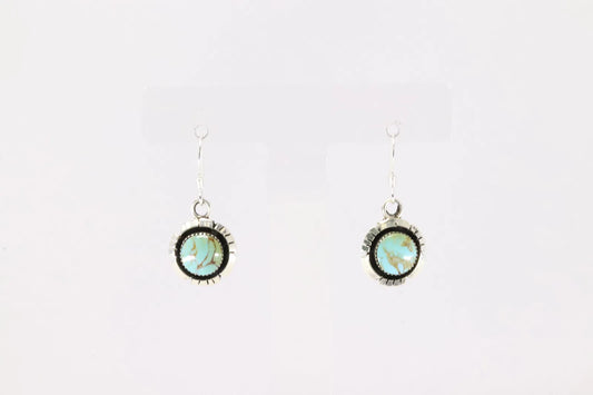 Native American Navajo Silver Turquoise Dangle Earrings by Amos Begay