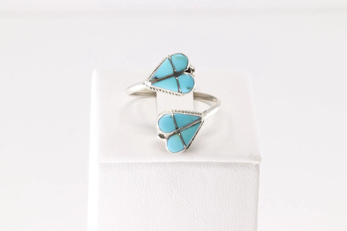 Zuni Sterling Turquoise Heart Adjustable Ring