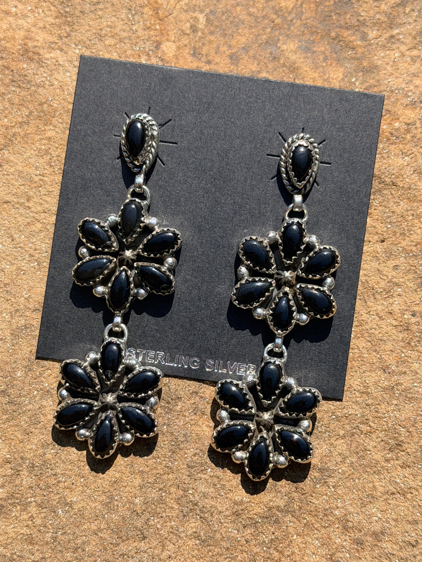Onyx Cluster Drop Earrings