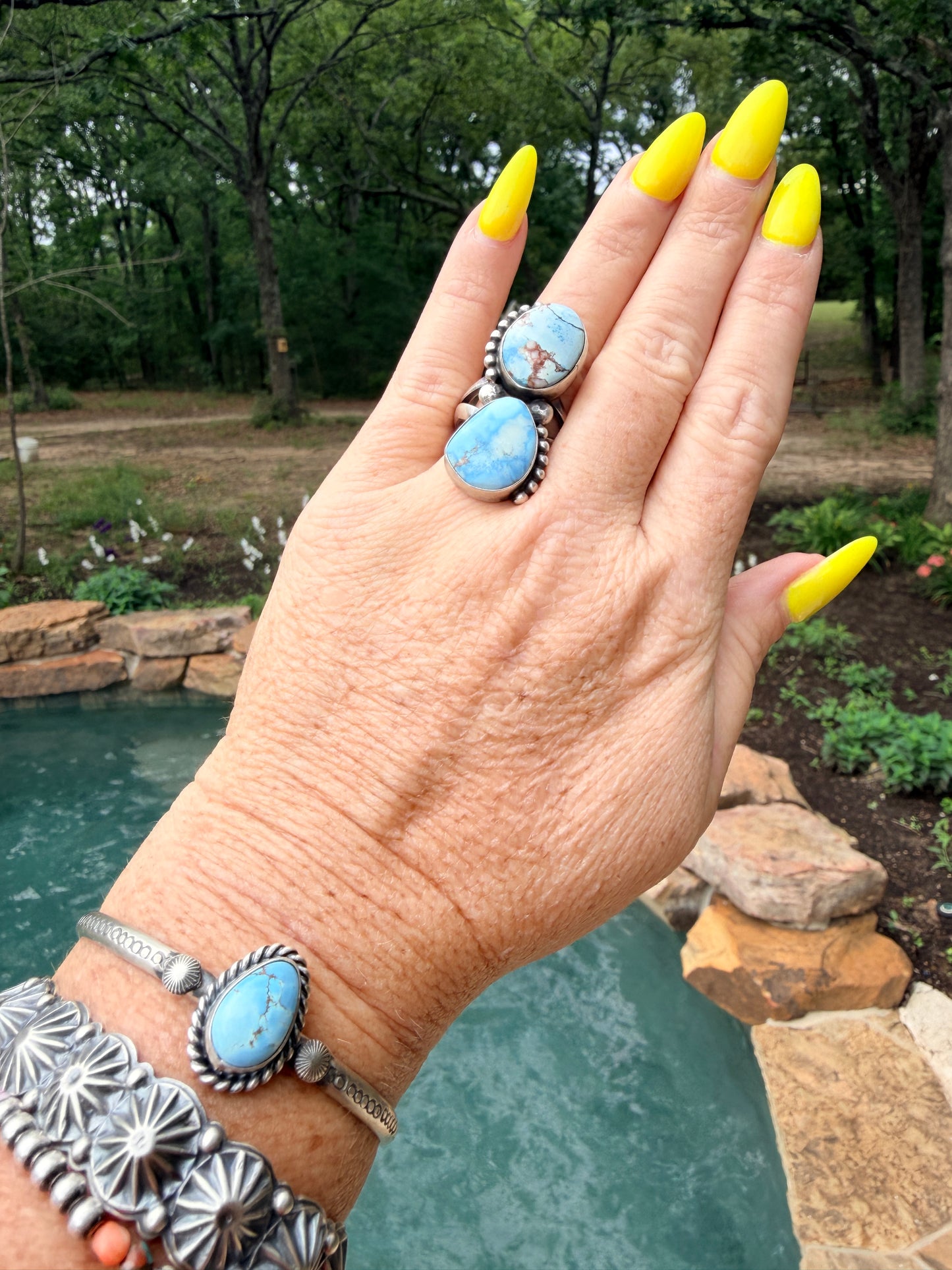 Sheila Becent Golden Hills Turquoise
Sterling Silver Ring Size 8.5