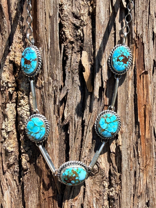 5 Stone Turquoise Choker By Native American Master Silversmith Mary Ann Spencer