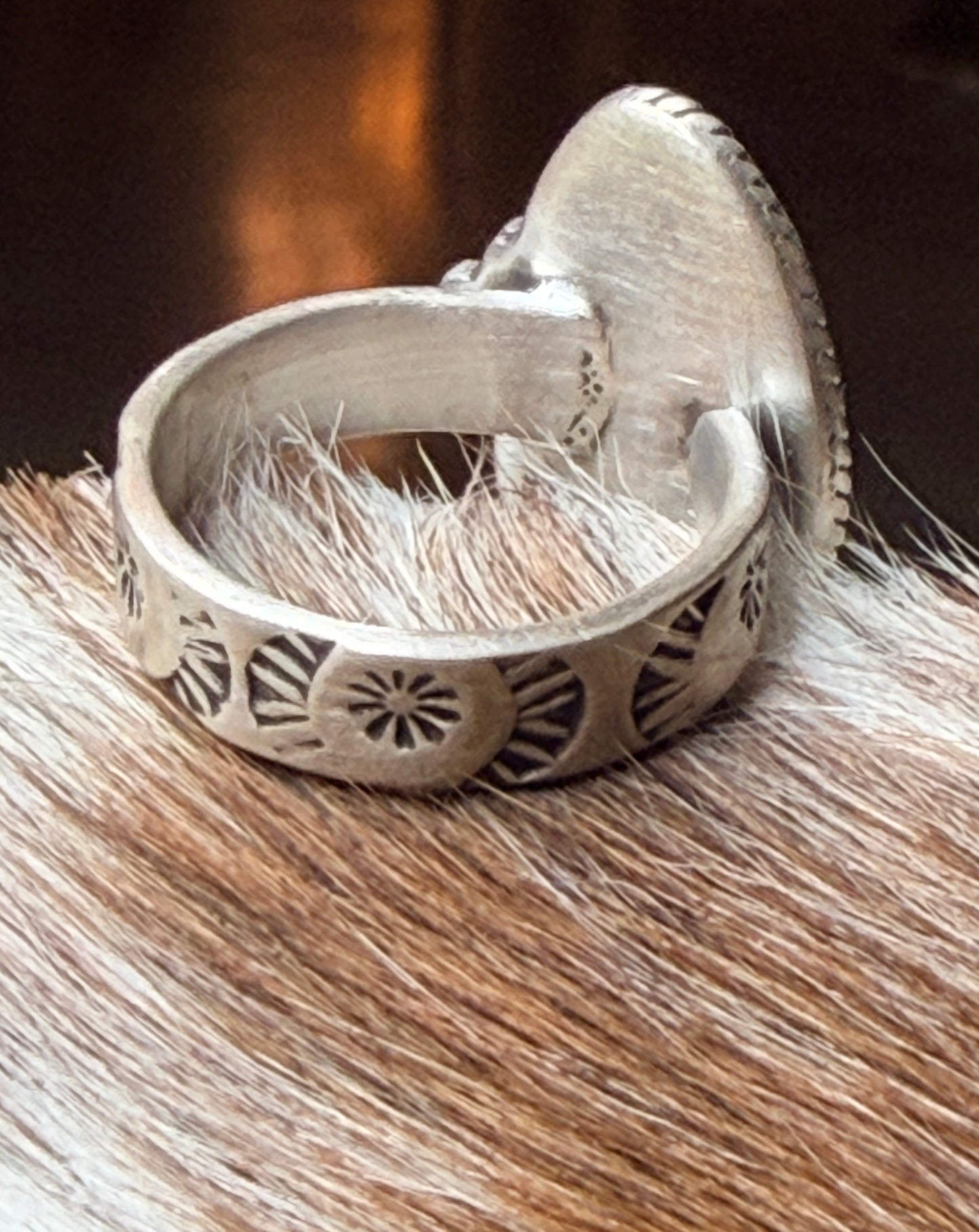 HANDMADE STERLING SILVER NUMBER 8 TURQUOISE ADJUSTABLE RING