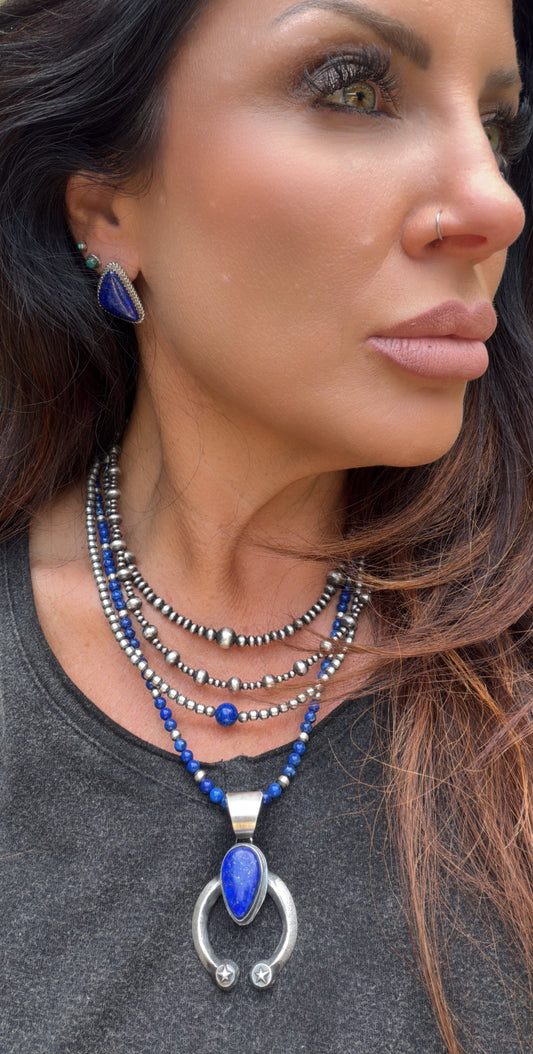 Authentic Navajo Lapis Studs by Theresa Smith