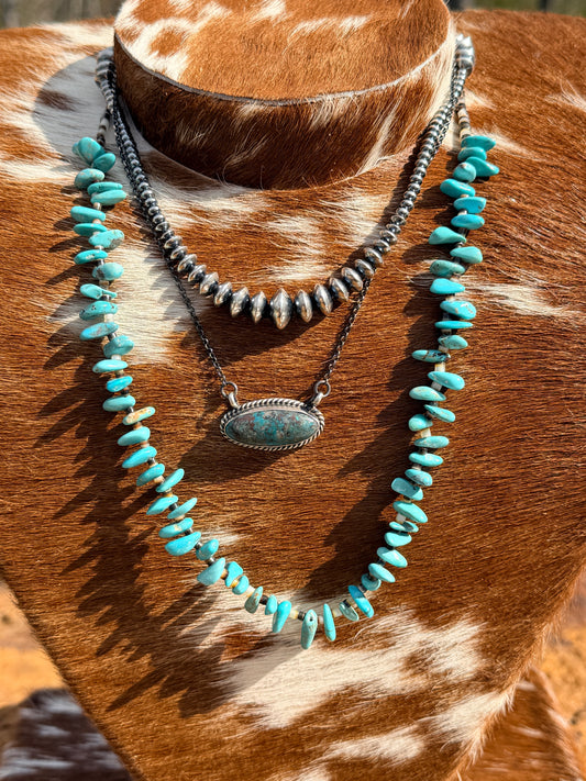 Authentic Navajo Campitos Turquoise Oval Necklace