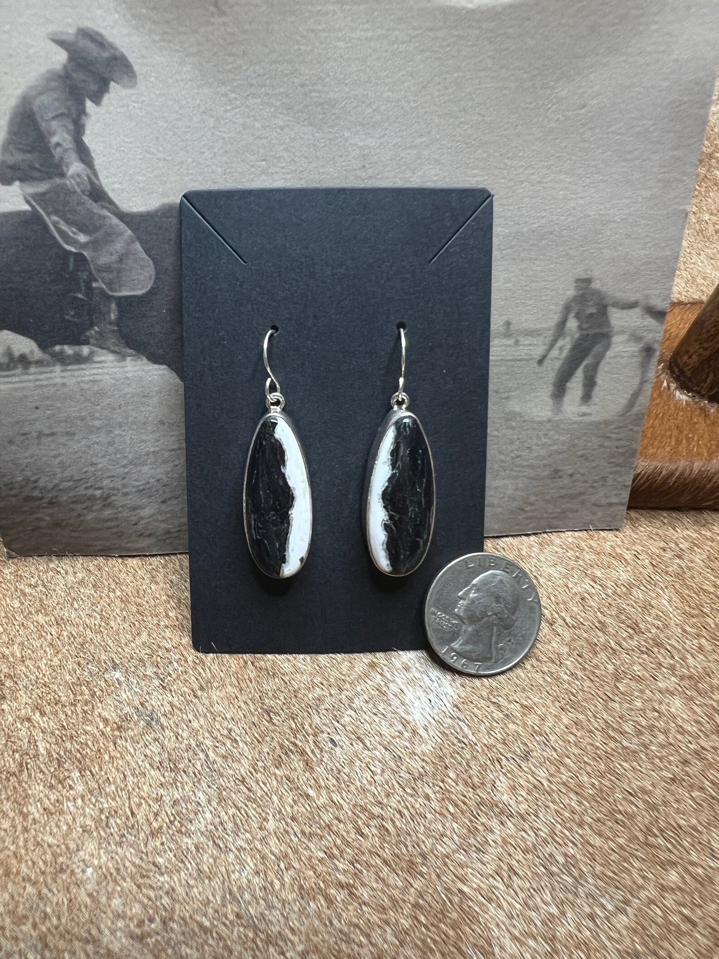 Large Navajo White Buffalo Earrings