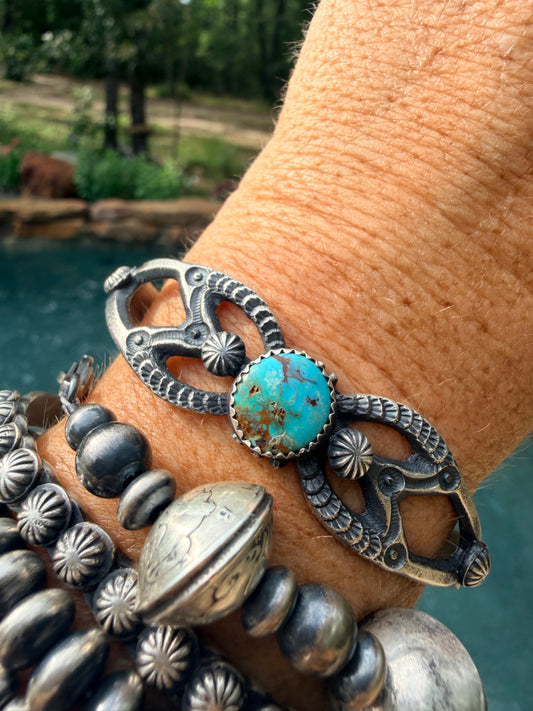 Native Made Turquoise & Sterling Silver Bracelet - Eva & Linberg Billah