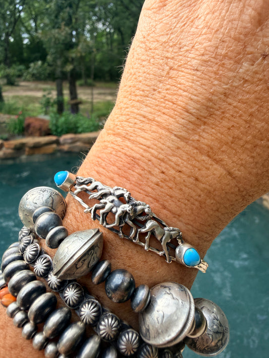 Authentic Native Made Turquoise Horse Cuff