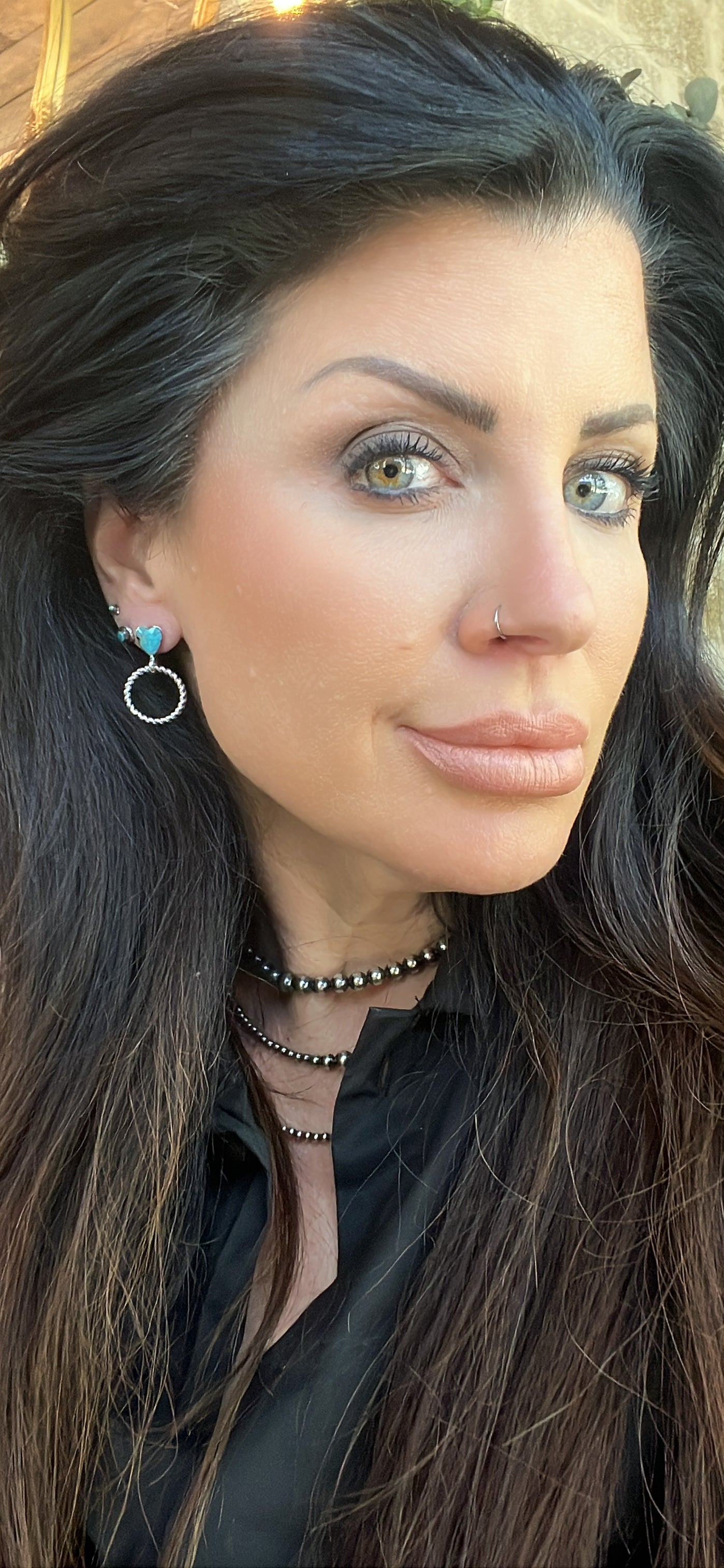 Native Made Heart And Hoop Post Earrings by Annette Martinez