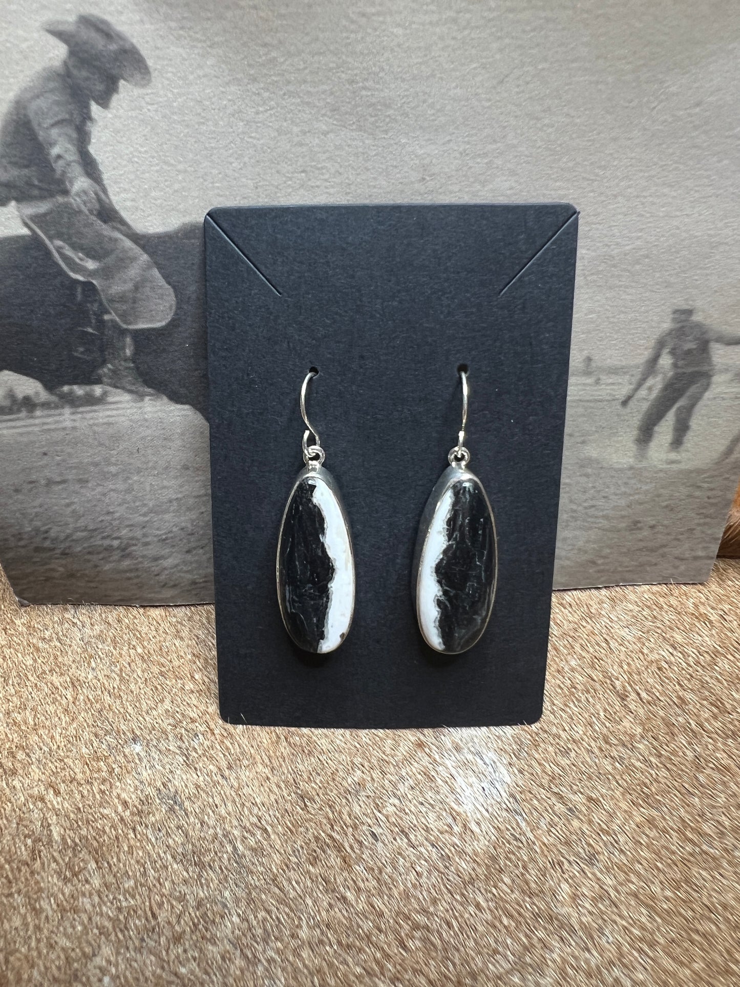 Large Navajo White Buffalo Earrings