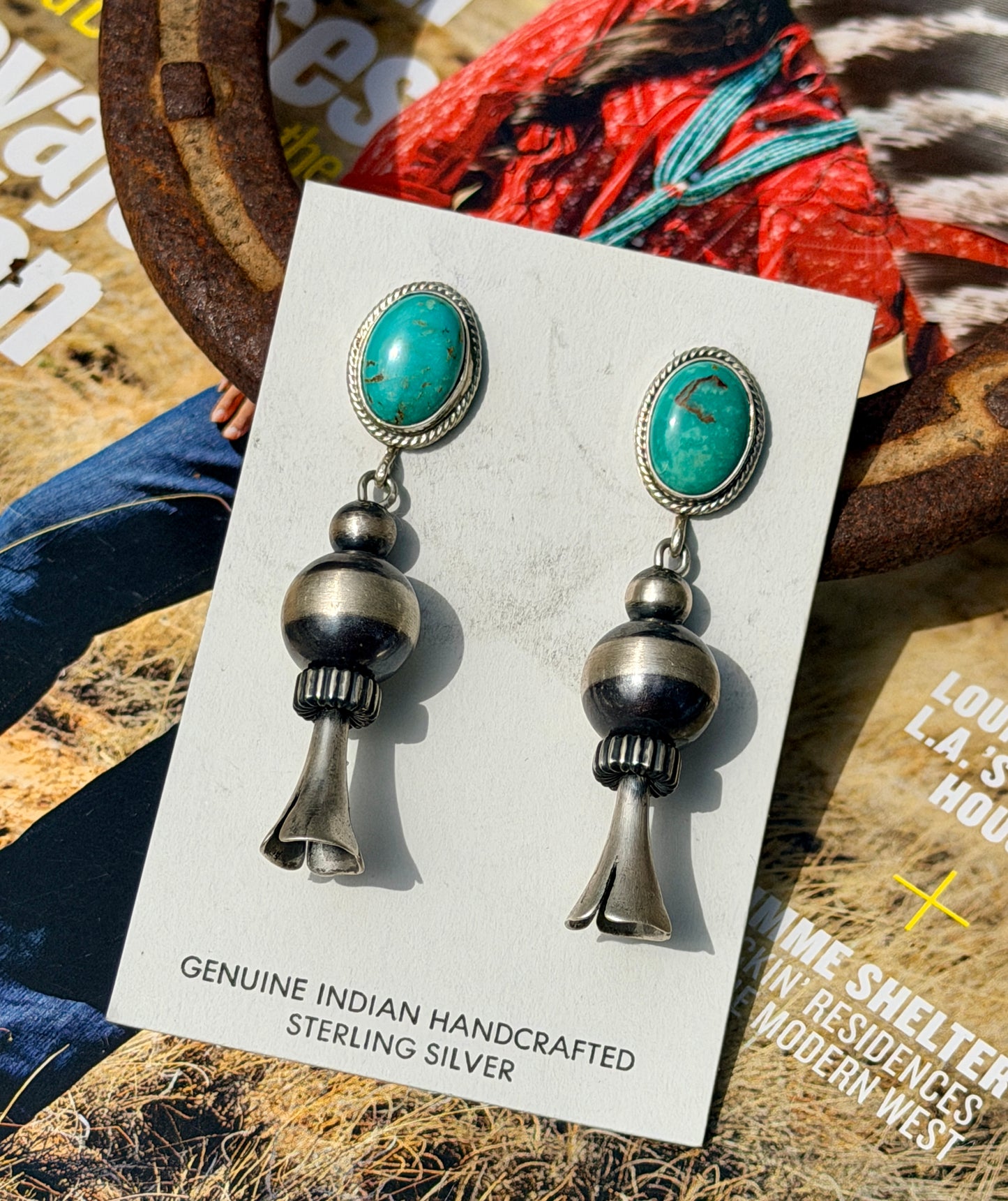 Native Made Sonoran Gold Blossom Dangle Post Earrings