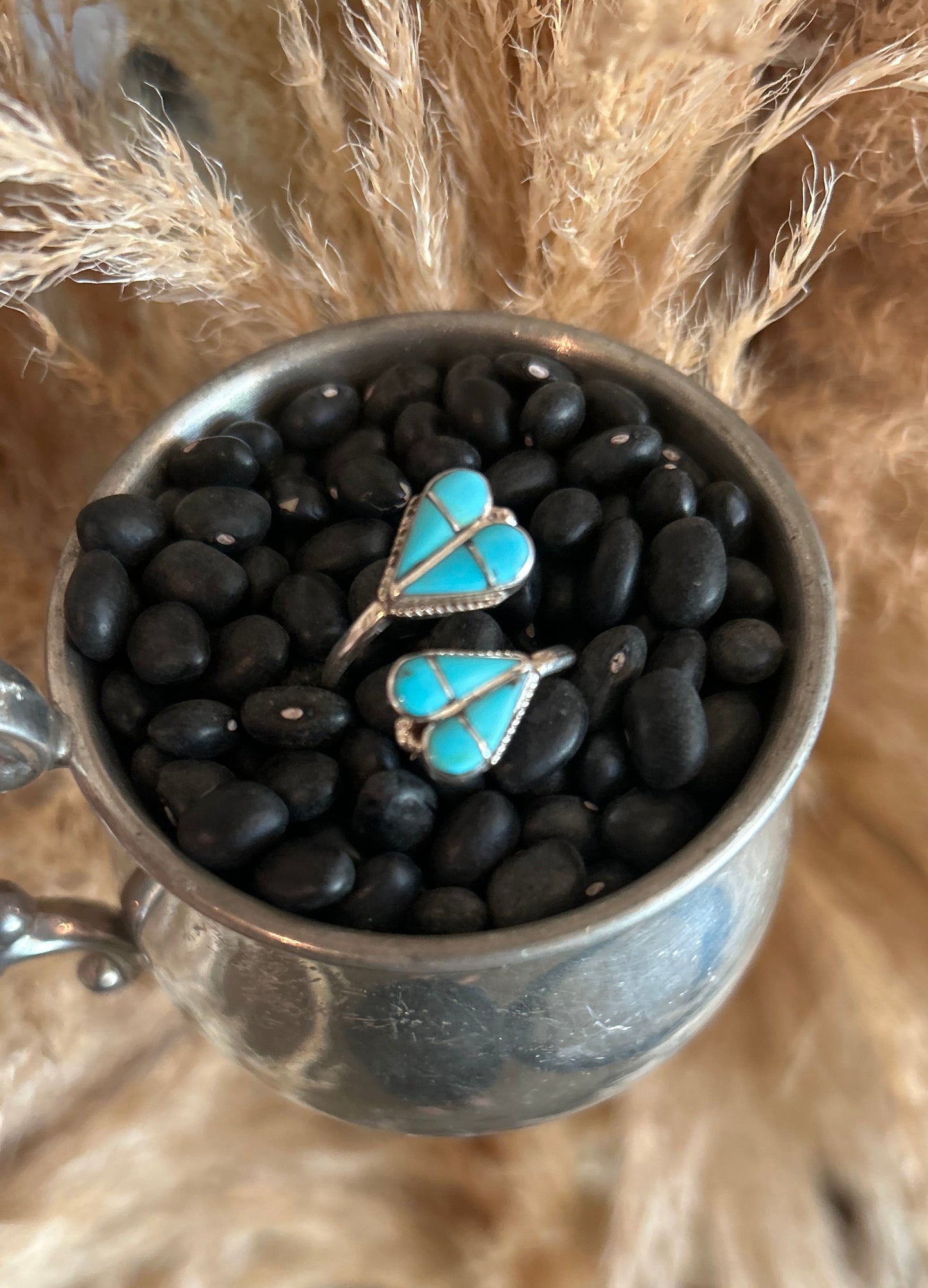 Zuni Sterling Turquoise Heart Adjustable Ring