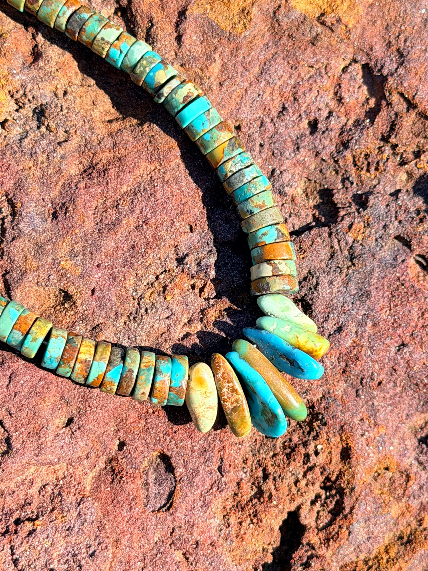 Authentic Native Made Turquoise Heishi Necklace and Earring Set