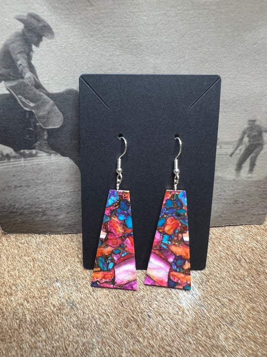 Authentic Pink and Turquoise Slab Earrings