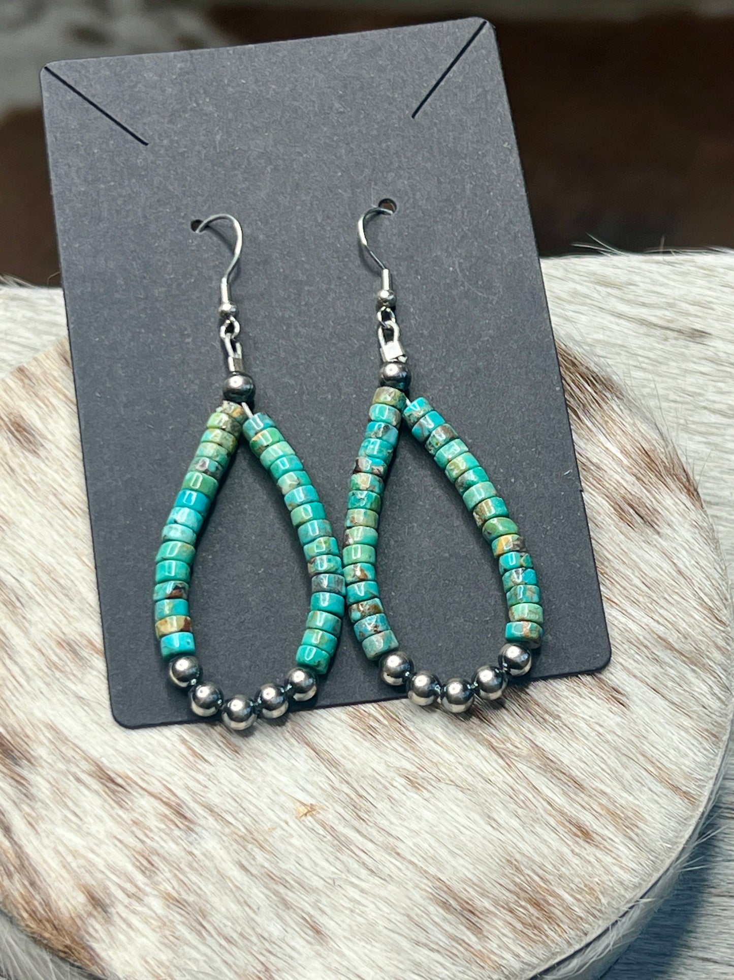 Turquoise Heishi Pearl Loop Earrings