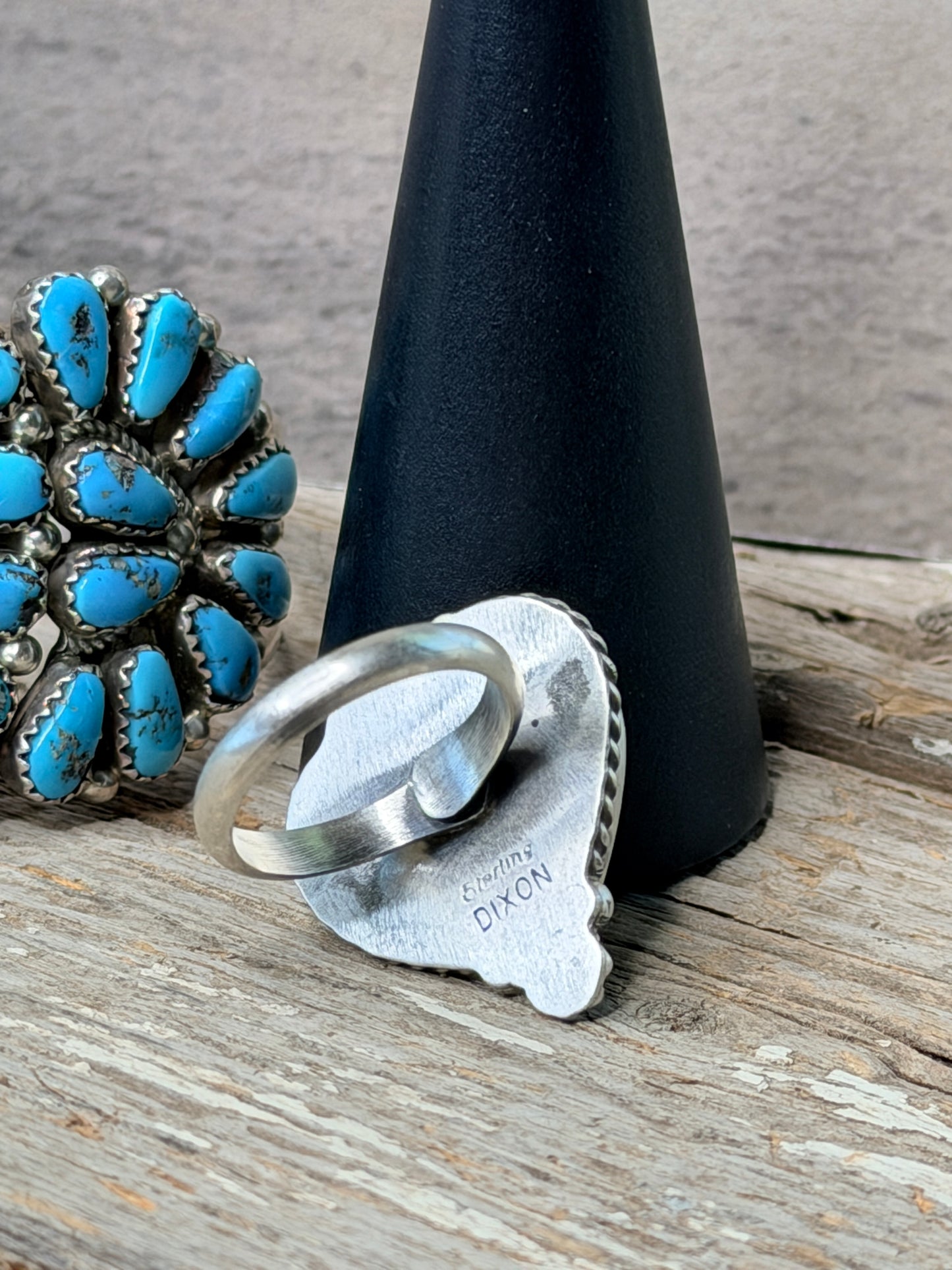 Authentic Adjustable Native America Navajo Sterling Silver Turquoise Heart Ring By Johnny Dixon