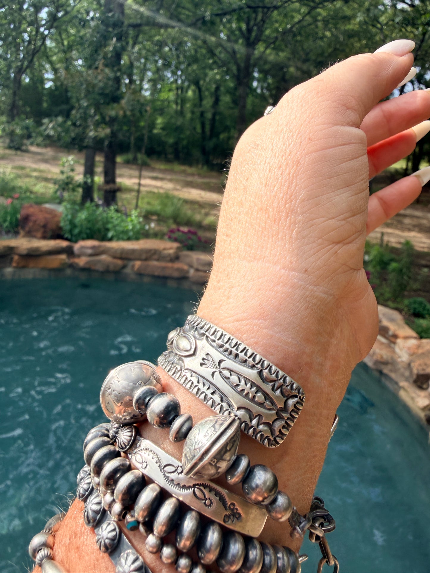 Native Made Sterling Silver Cuff by - Roland Dixson