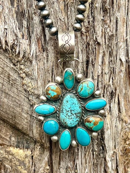 Large Cluster Turquoise Pendant by Geraldine James