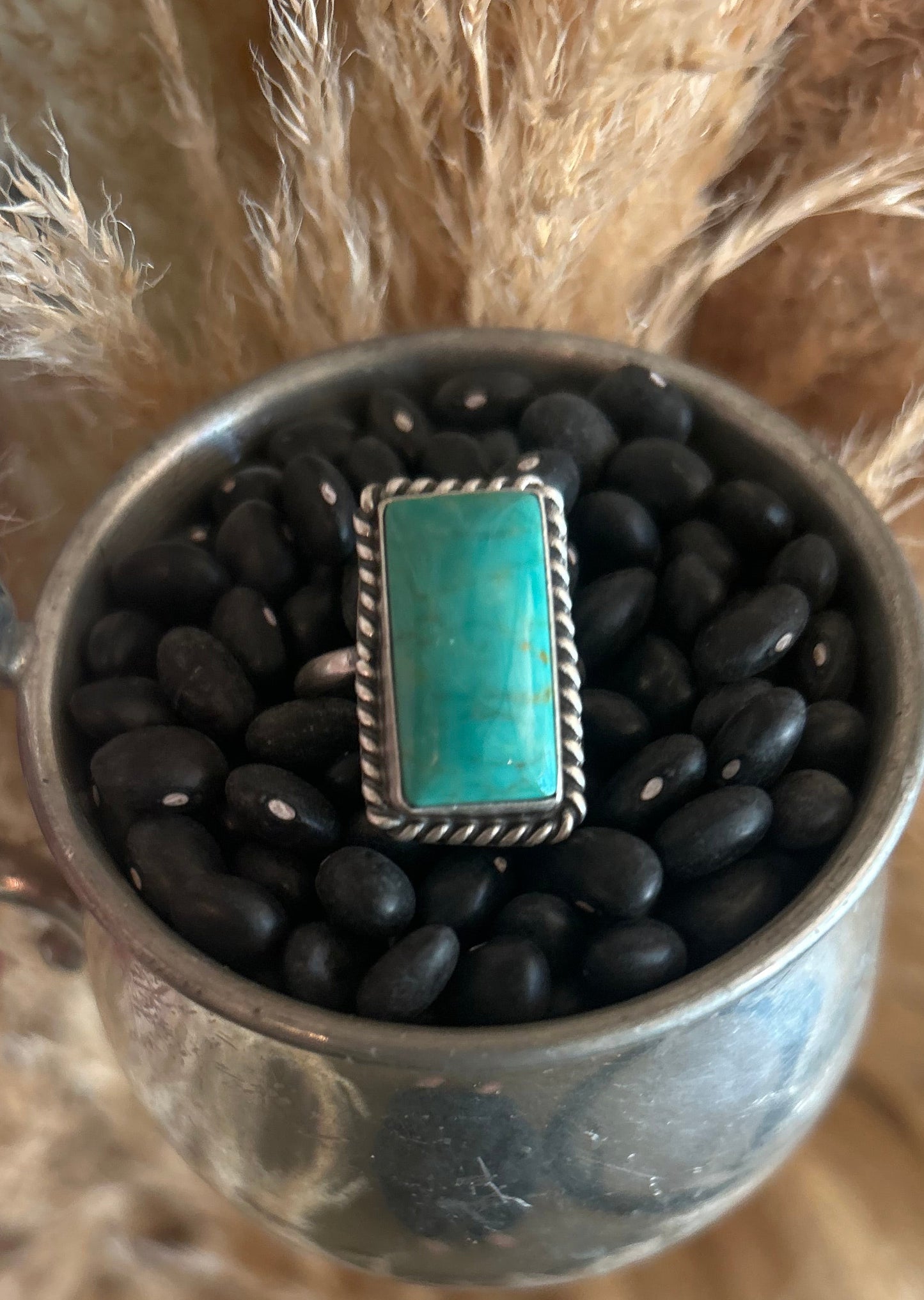 Johnny Dixon Chubby Bar Adjustable Turquoise Ring