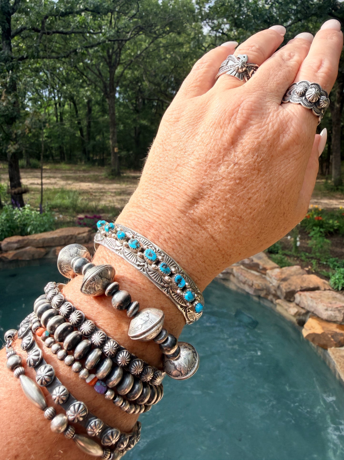 Native Made Turquoise & Sterling Silver Cuff Bracelet by JP Ukestine