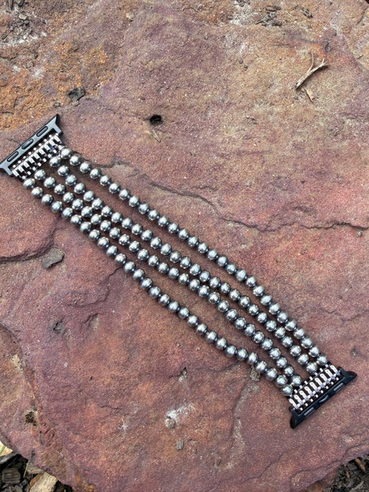 5mm 4 Strand Round Silver Stretch Apple Watch Band