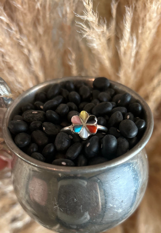 Handmade Native American Zuni Inlay Multi Stone Size 7.5