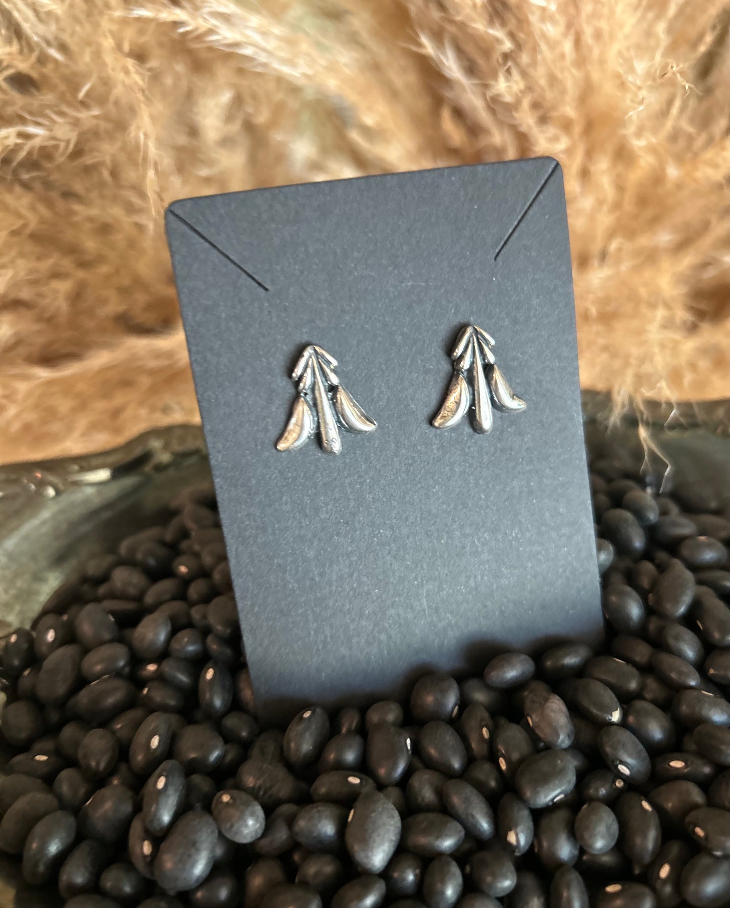 Navajo Artist Rita Largo Sterling Silver Scroll Design Studs