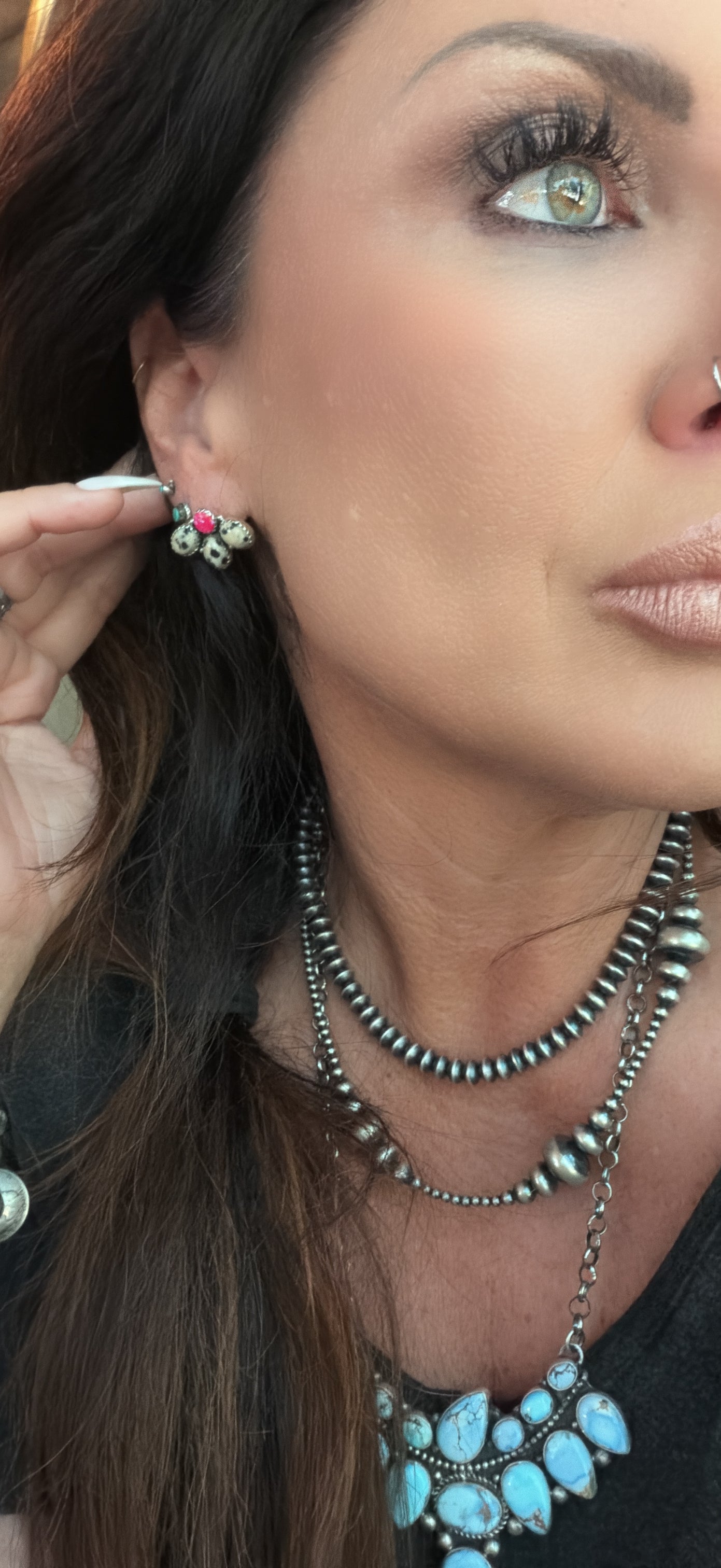 Dalmation Jasper & Mimosa Opal Cluster Earrings