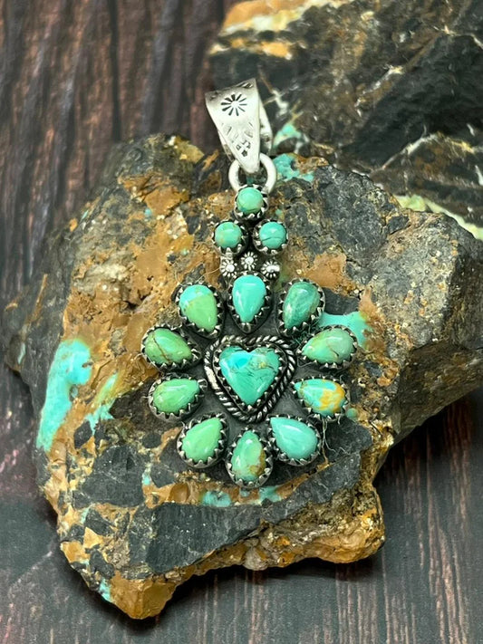 HANDMADE STERLING SILVER KINGMAN TURQUOISE PENDANT