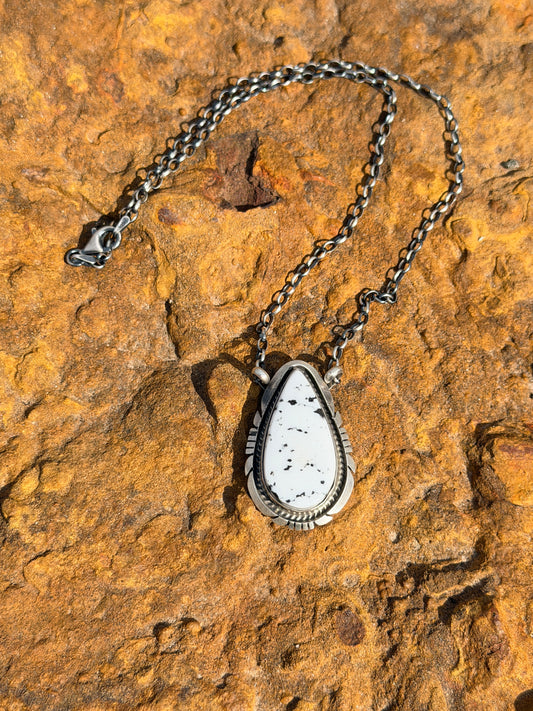 Authentic Handcrafted White Buffalo Necklace by Navajo Artist Alfred Martinez