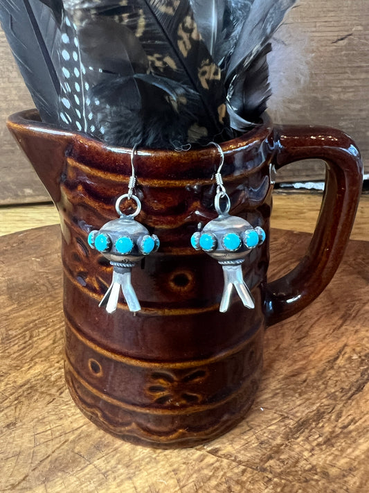 Sleeping Beauty Squash Blossom Earrings