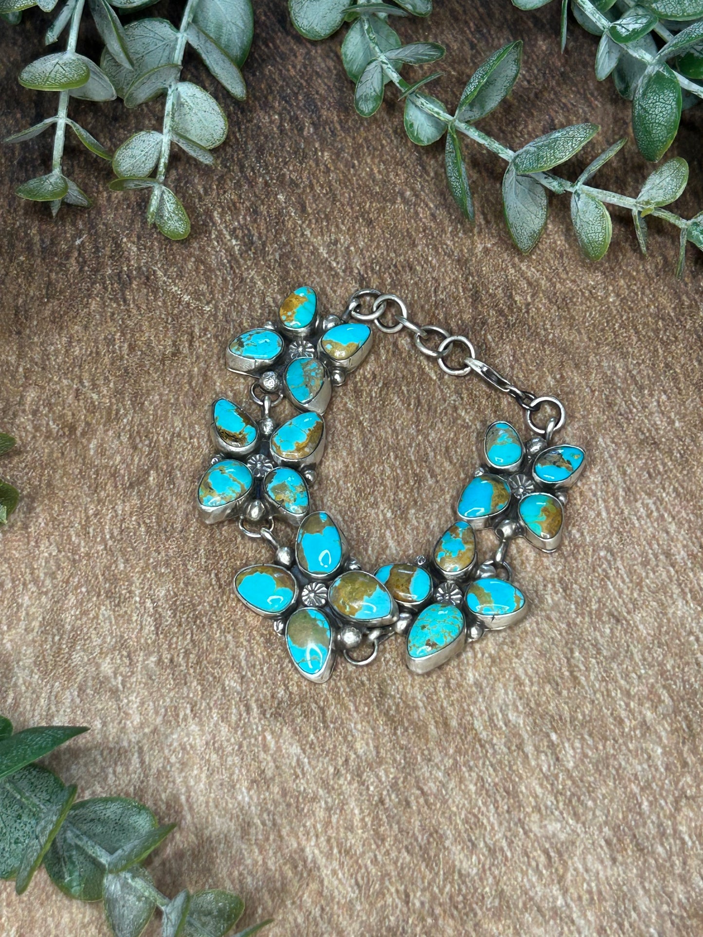 20 stones, 5 clusters with Sterling Silver Beading and Starbust Bracelet