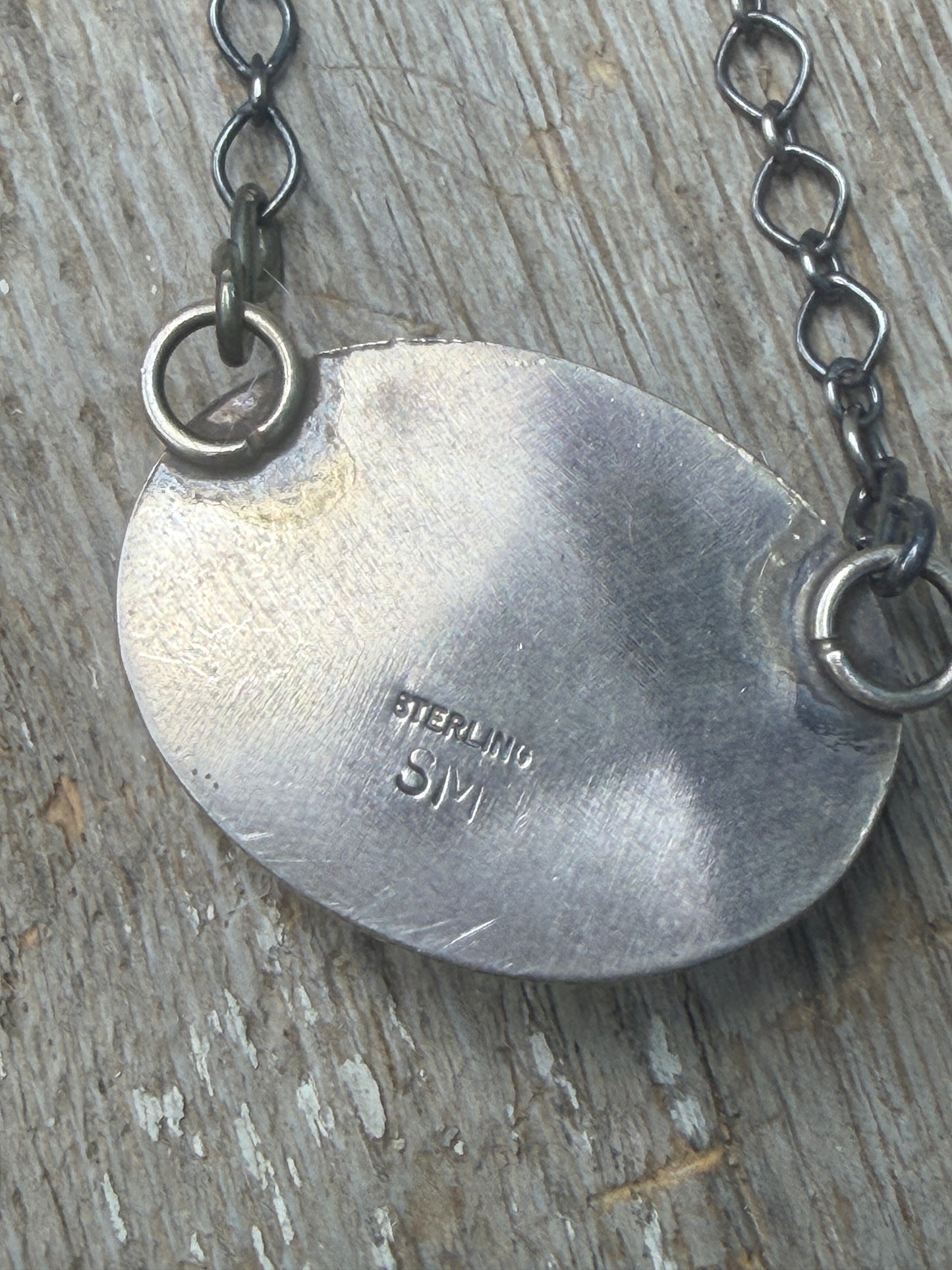 Authentic Sterling Silver Navajo Oval Bumblebee Jasper Necklace by Sheryl Martinez