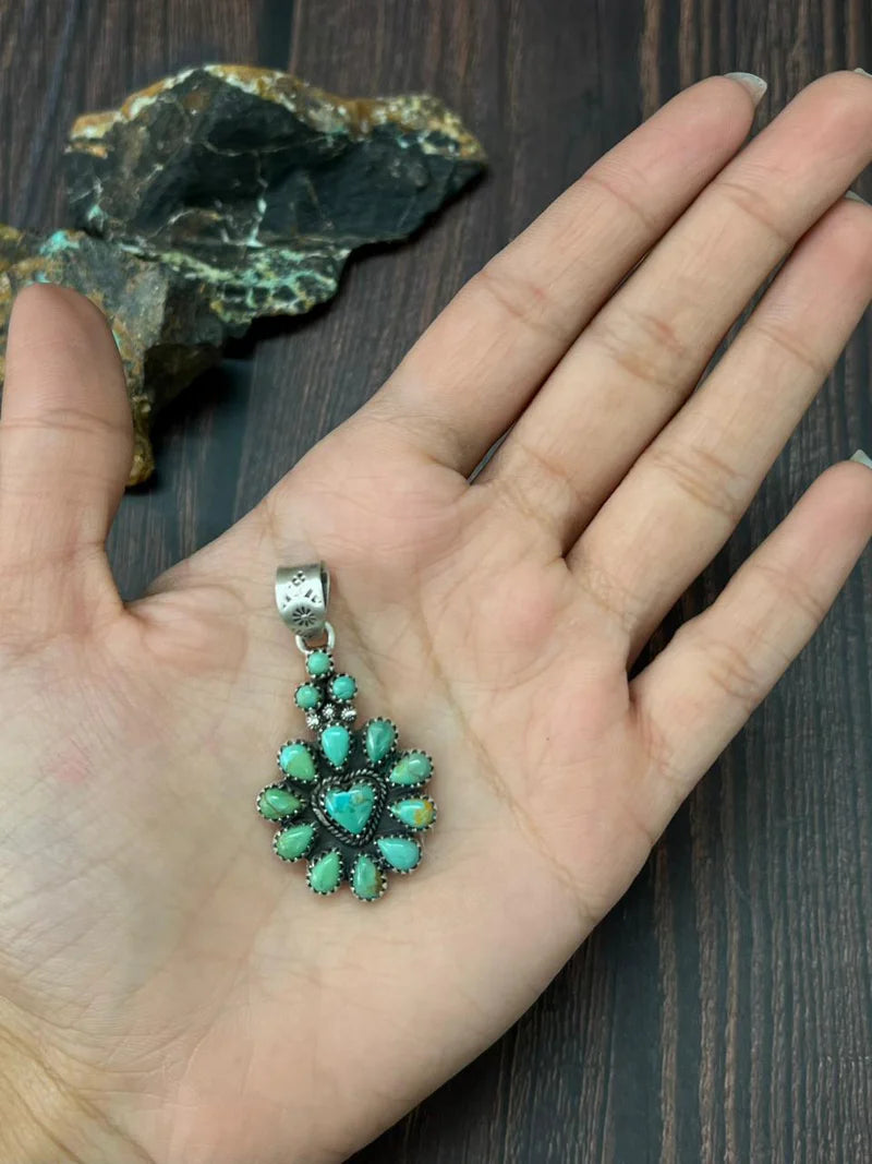 HANDMADE STERLING SILVER KINGMAN TURQUOISE PENDANT