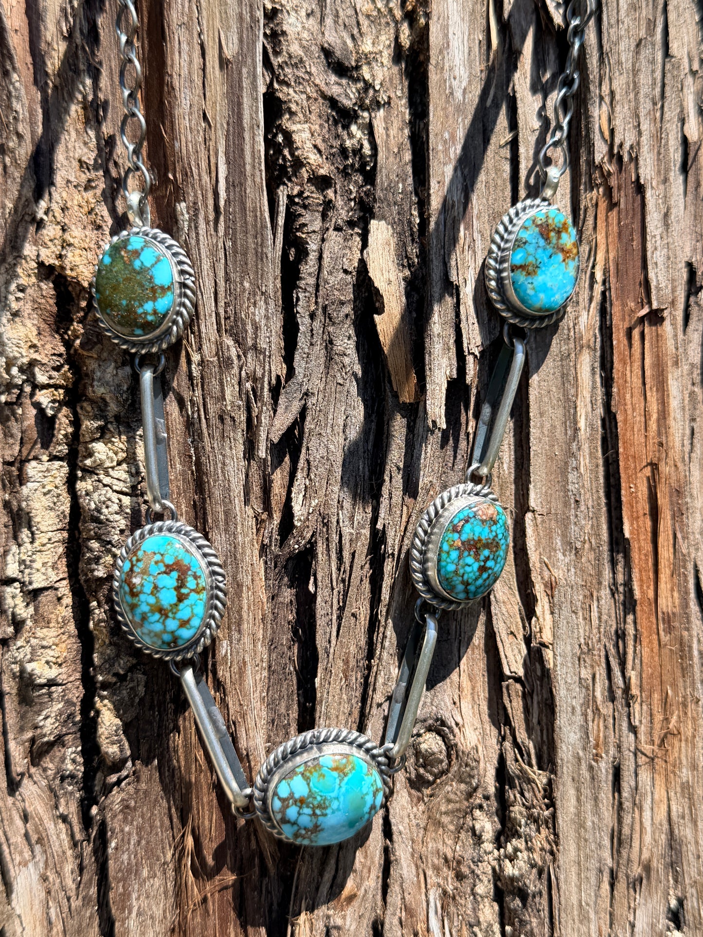 5 Stone Turquoise Choker By Native American Master Silversmith Mary Ann Spencer