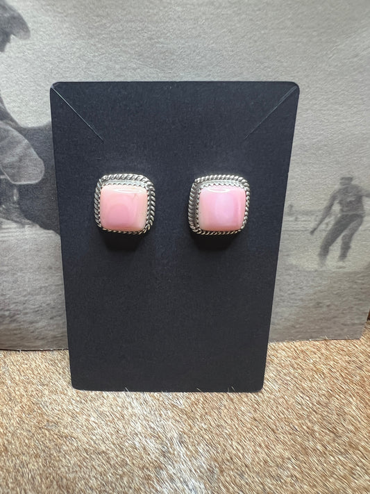 Authentic Pink Conch Shell Studs