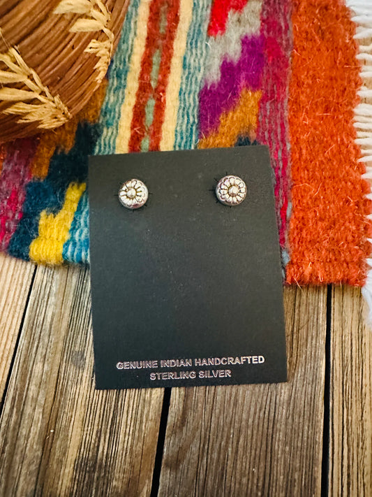 HANDCRAFTED STERLING SILVER MINI CONCHO STUD EARRINGS