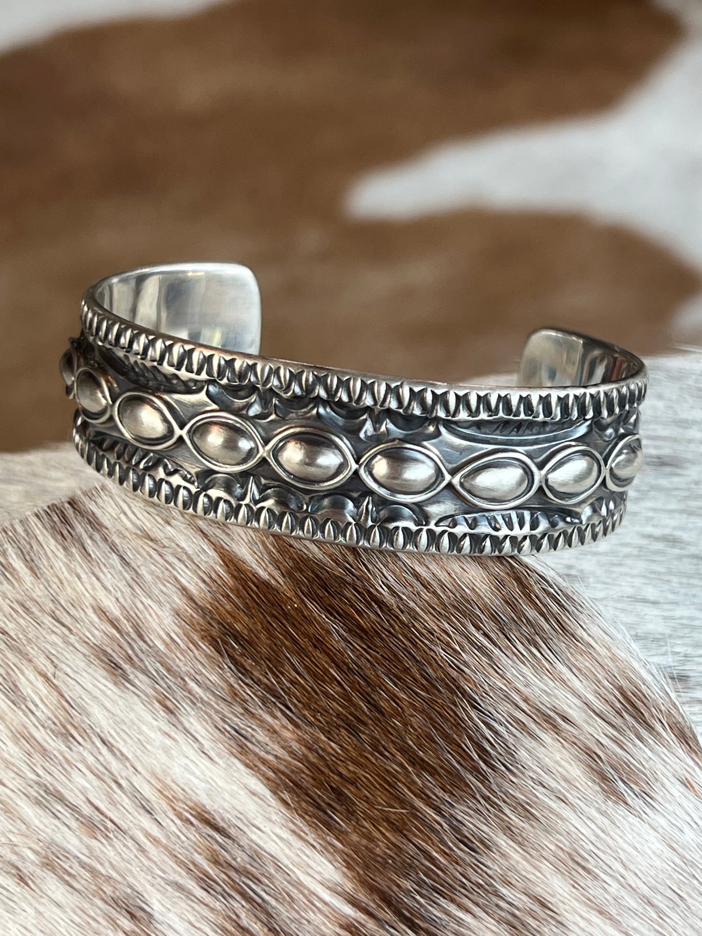 Native Made Sterling Silver Cuff by - Roland Dixson