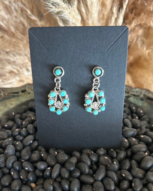 Native American Zuni Sterling and Turquoise Earrings by Lynette Laate