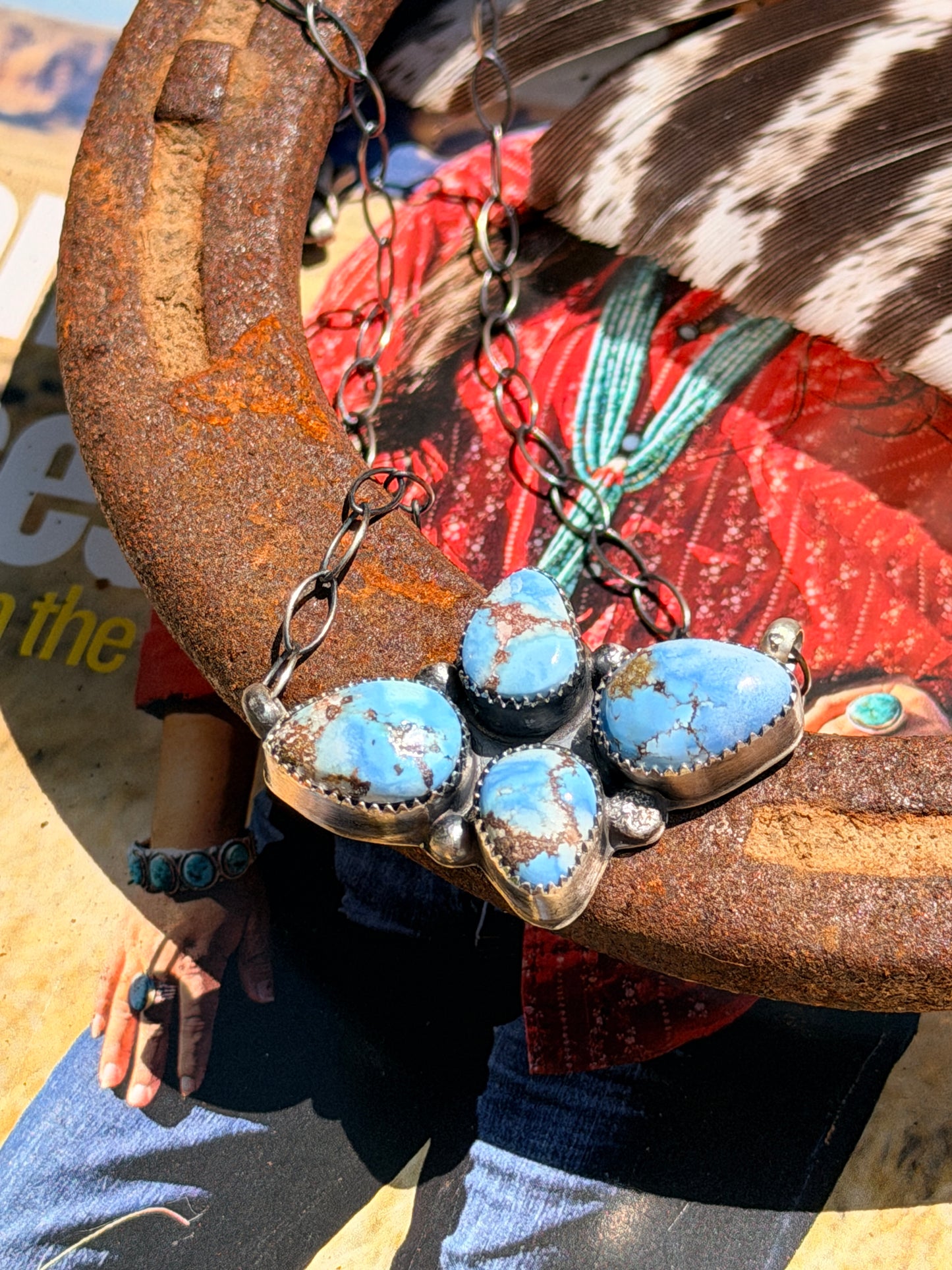 Native Made Golden Hills Cluster Necklace by Myra Benally