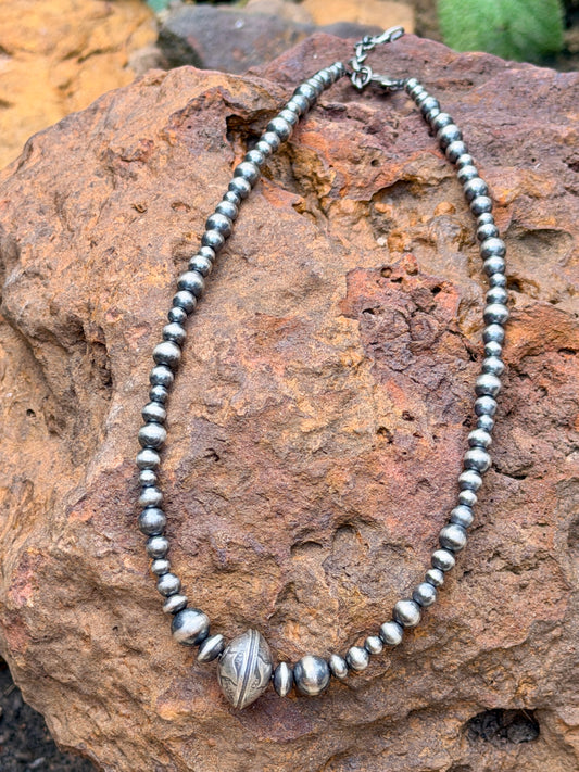 Mercury Dime Coin Necklace with Graduated Round Pearls and Saucers