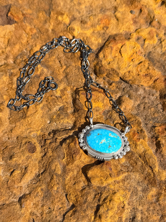 Authentic Gorgeous Bright Turquoise with Silver Detail by Daniel Benally