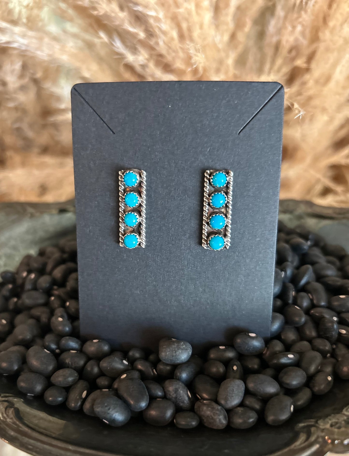 4 Stone Kingman Native American Earrings