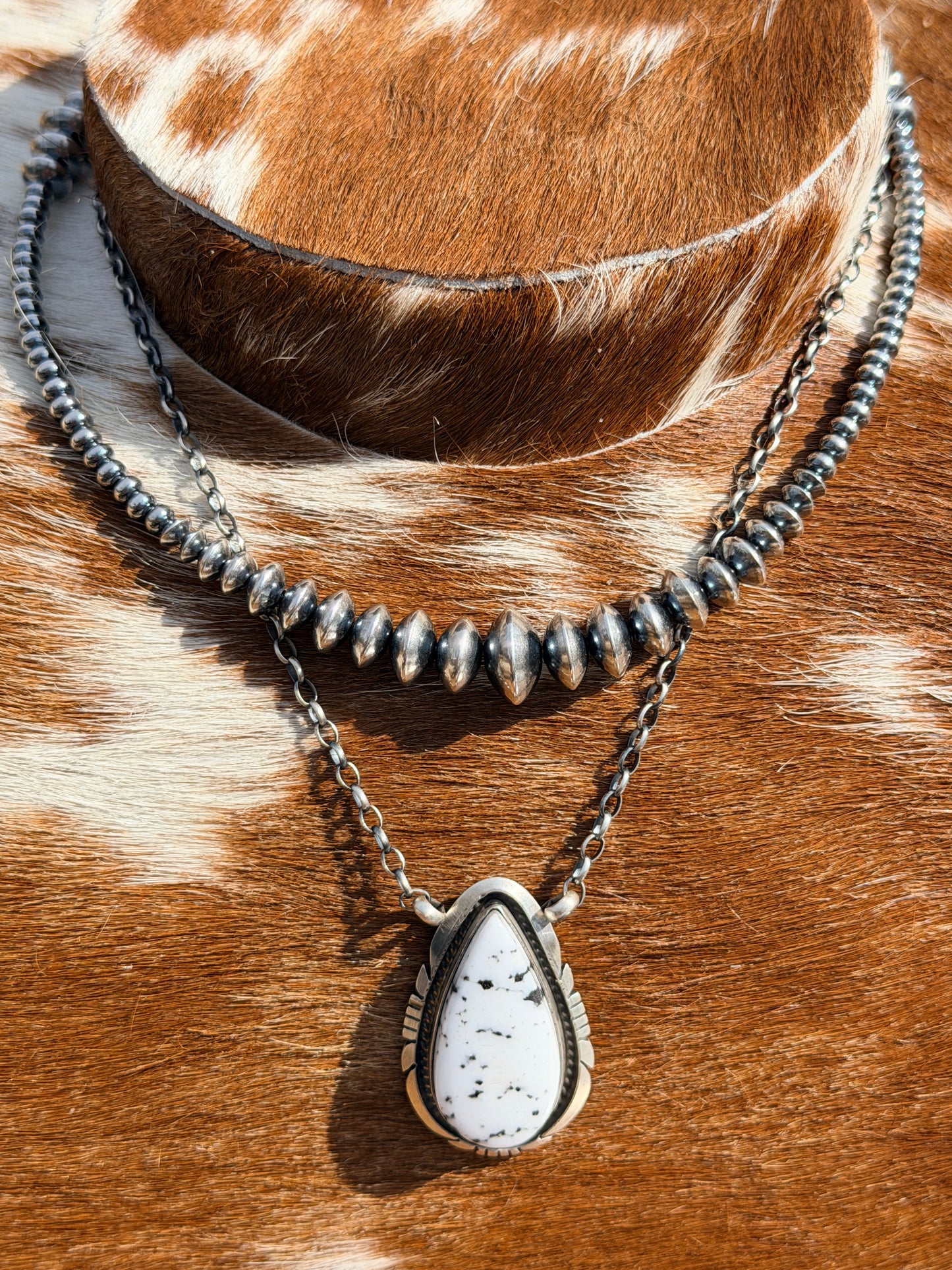 Authentic Handcrafted White Buffalo Necklace by Navajo Artist Alfred Martinez