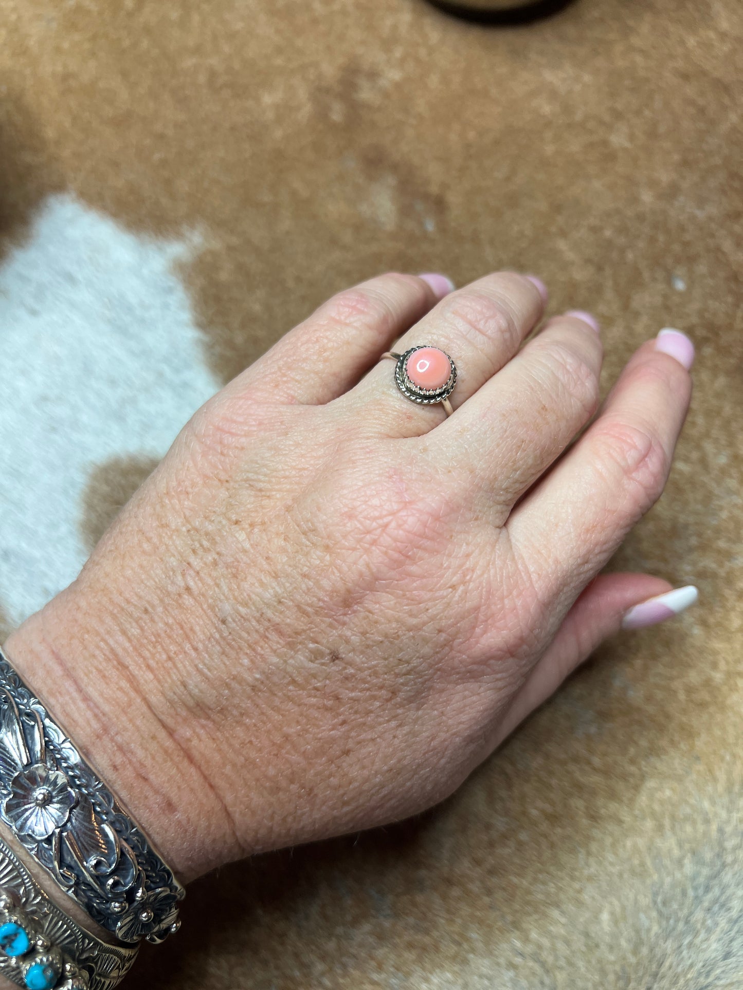 Pink Conch Ring by Ester White size 7.5