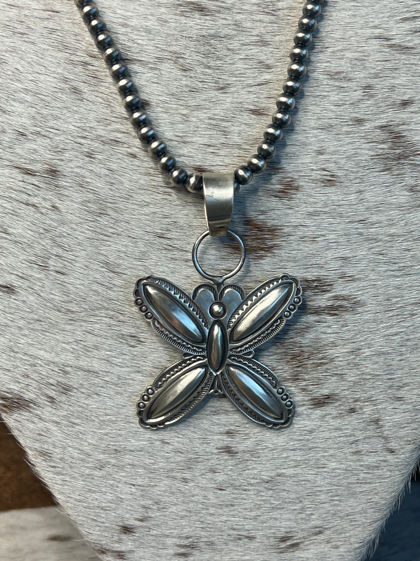 Sterling Silver Butterfly Pendant Necklace by Roland Dixson