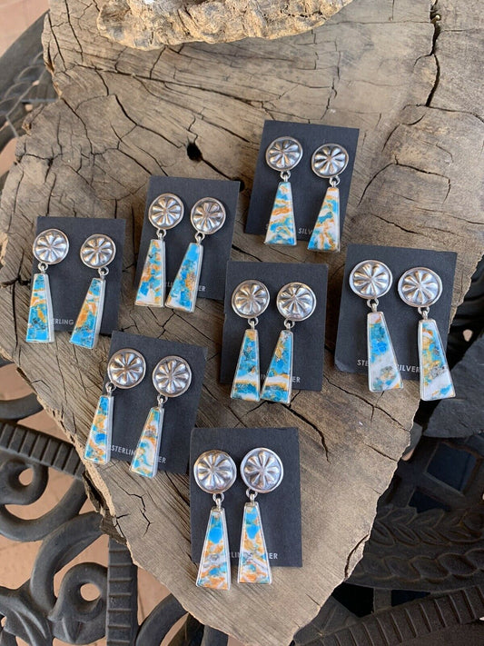 HANDCRAFTED CREAMSICLE SPICE HAND STAMPED DANGLE EARRINGS