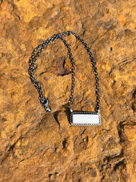 Authentic Navajo White Buffalo Bar Becklace