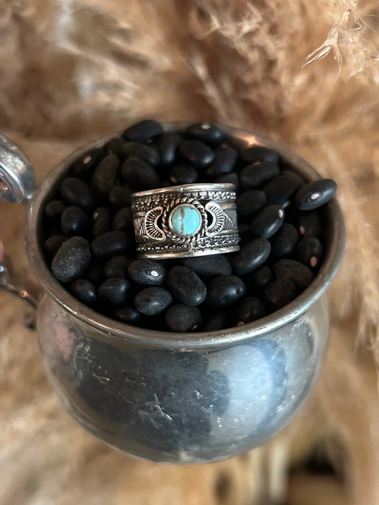 Kingman Turquoise Ring by Delayne Reeves Size 7
