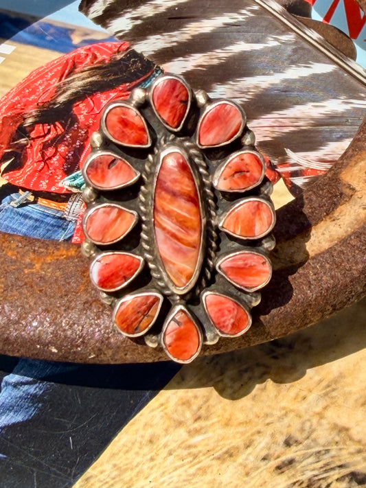 Native Made Spiny Oyster Adjustable Ring by Garrison Boyd