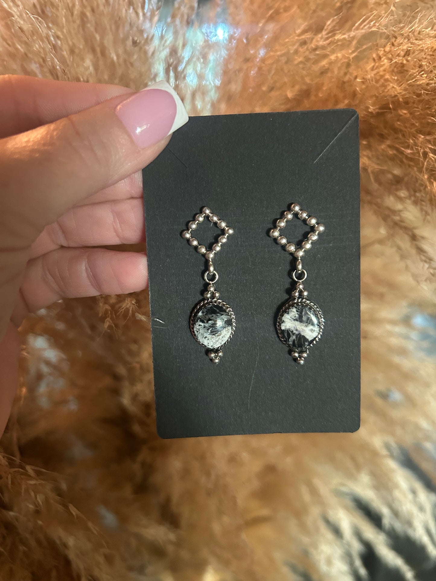 White Buffalo Dangle Earrings